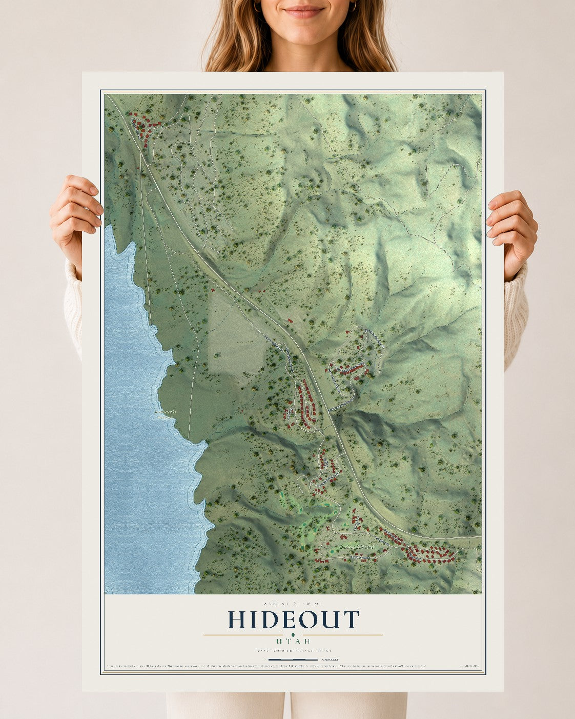 Map of Hideout, Utah, 24 x 36 inch unframed archival matte print