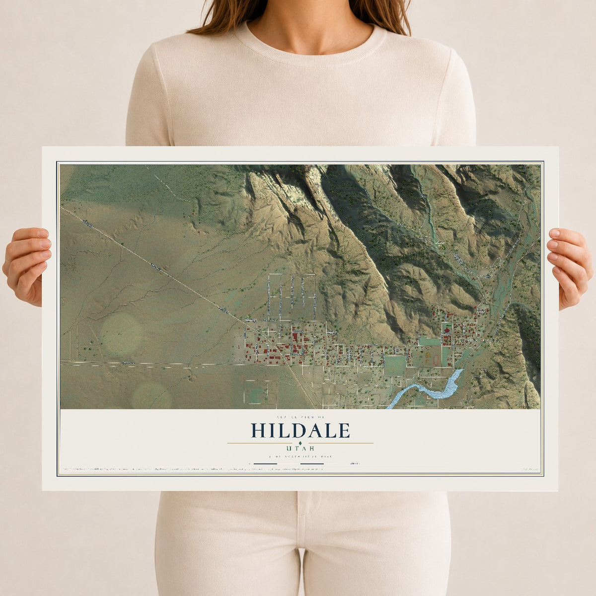 Map of Hildale, Utah, 12 x 18 inch unframed archival matte print