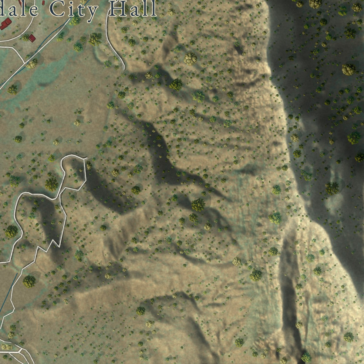Second close-up of the map of Hildale, Utah print showing more streets and buildings