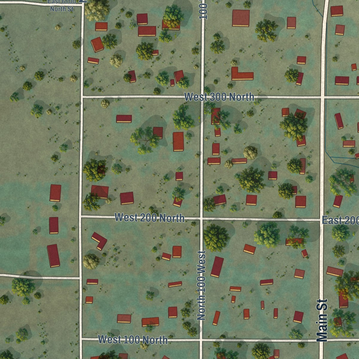 Second close-up of the map of Holden, Utah print showing more streets and buildings