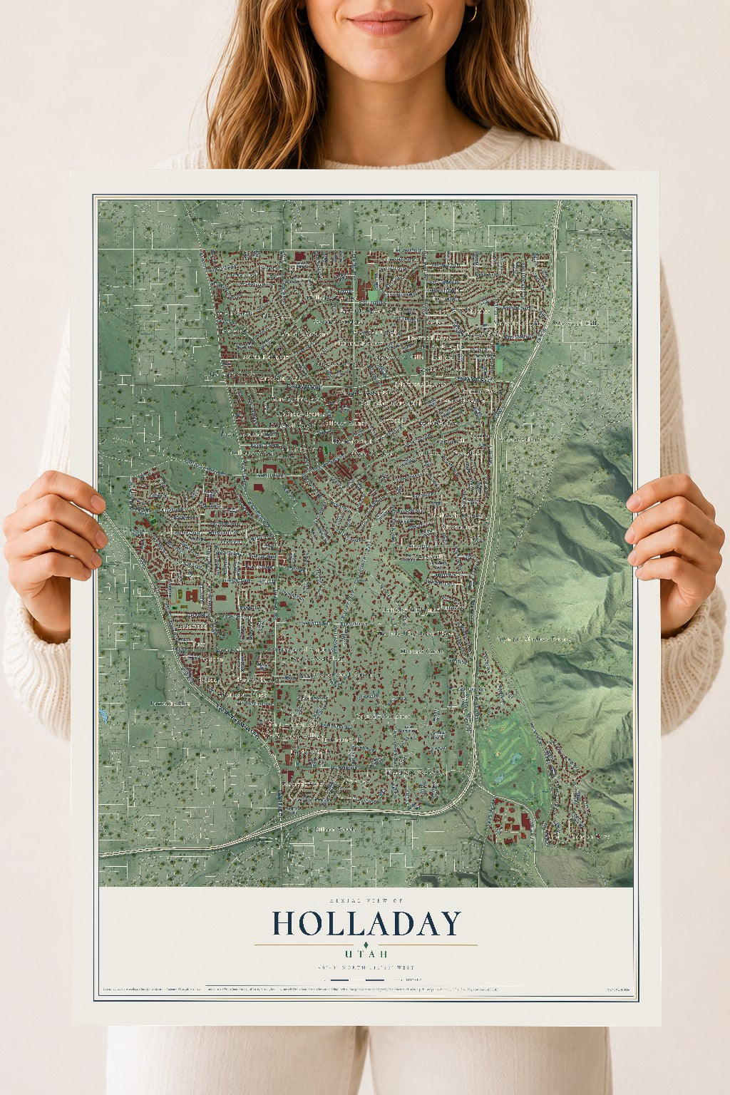 Map of Holladay, Utah, 18 x 24 inch unframed archival matte print