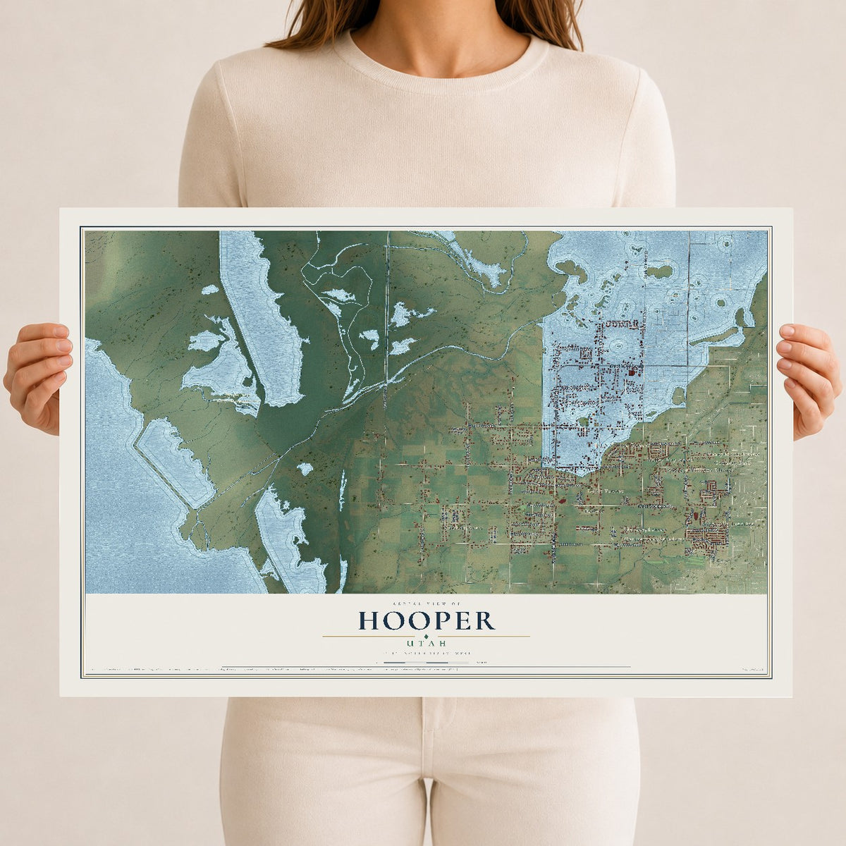 Map of Hooper, Utah, 12 x 18 inch unframed archival matte print