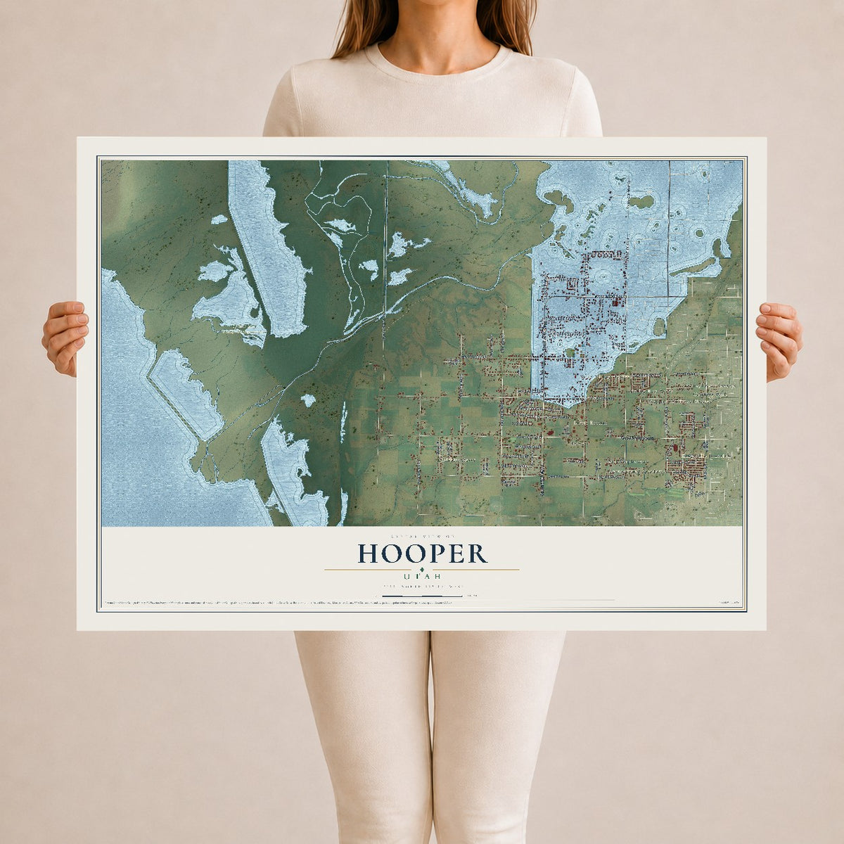 Map of Hooper, Utah, 24 x 36 inch unframed archival matte print
