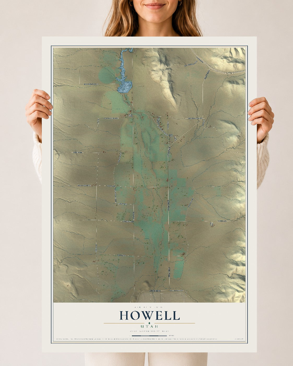 Map of Howell, Utah, 24 x 36 inch unframed archival matte print