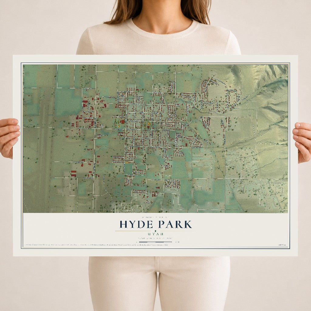 Map of Hyde Park, Utah, 18 x 24 inch unframed archival matte print
