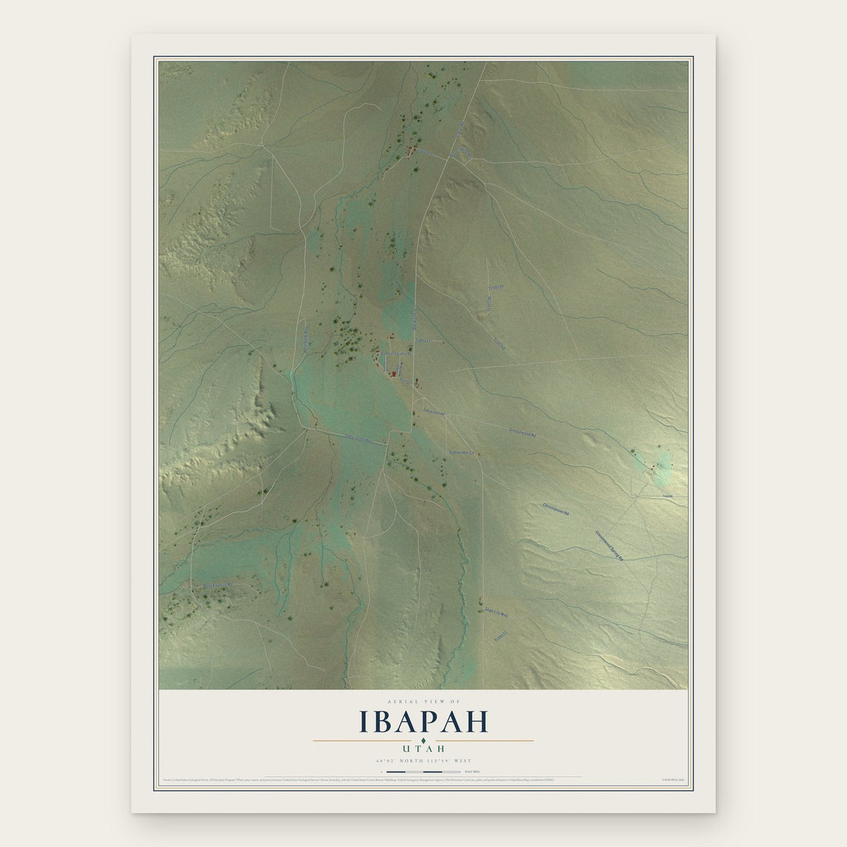 Ibapah, Utah map print, the full design