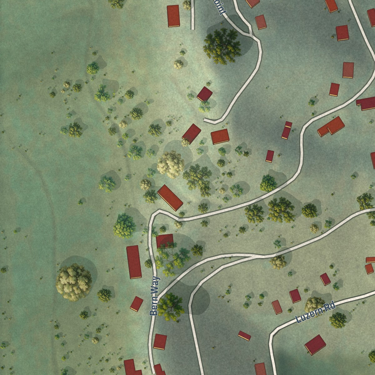 Second close-up of the map of Interlaken, Utah print showing more streets and buildings