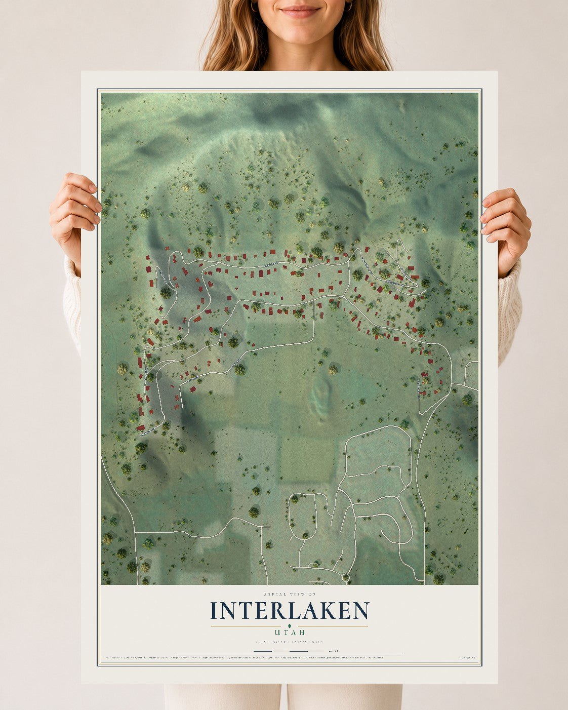 Map of Interlaken, Utah, 24 x 36 inch unframed archival matte print