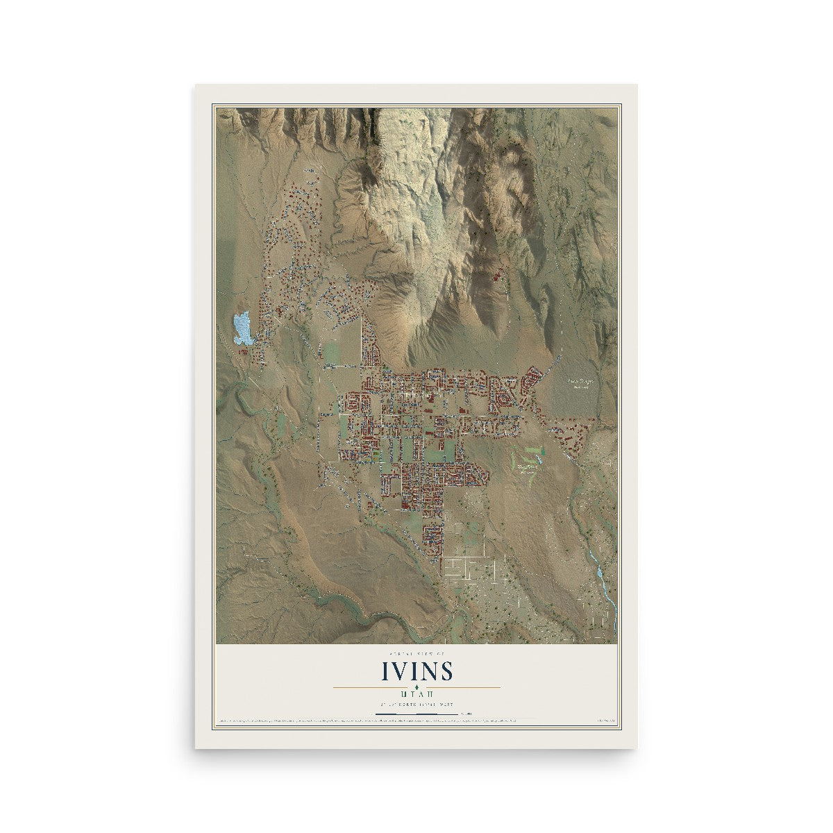 Map of Ivins, Utah, 12 x 18 inch unframed archival matte print