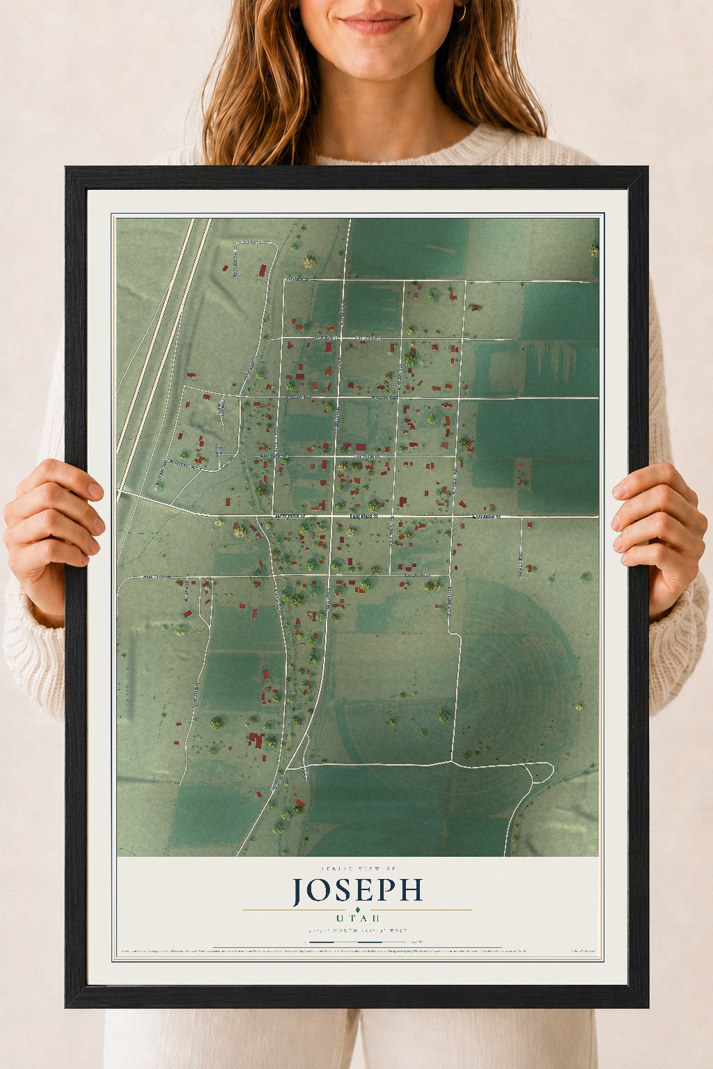 Map of Joseph, Utah, 18 x 24 inch print in a black wood frame