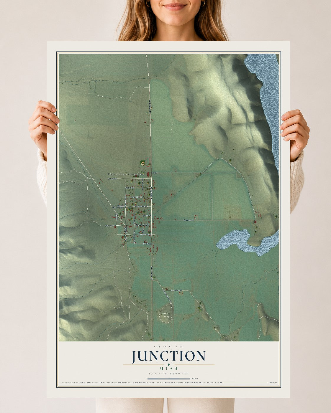 Map of Junction, Utah, 24 x 36 inch unframed archival matte print