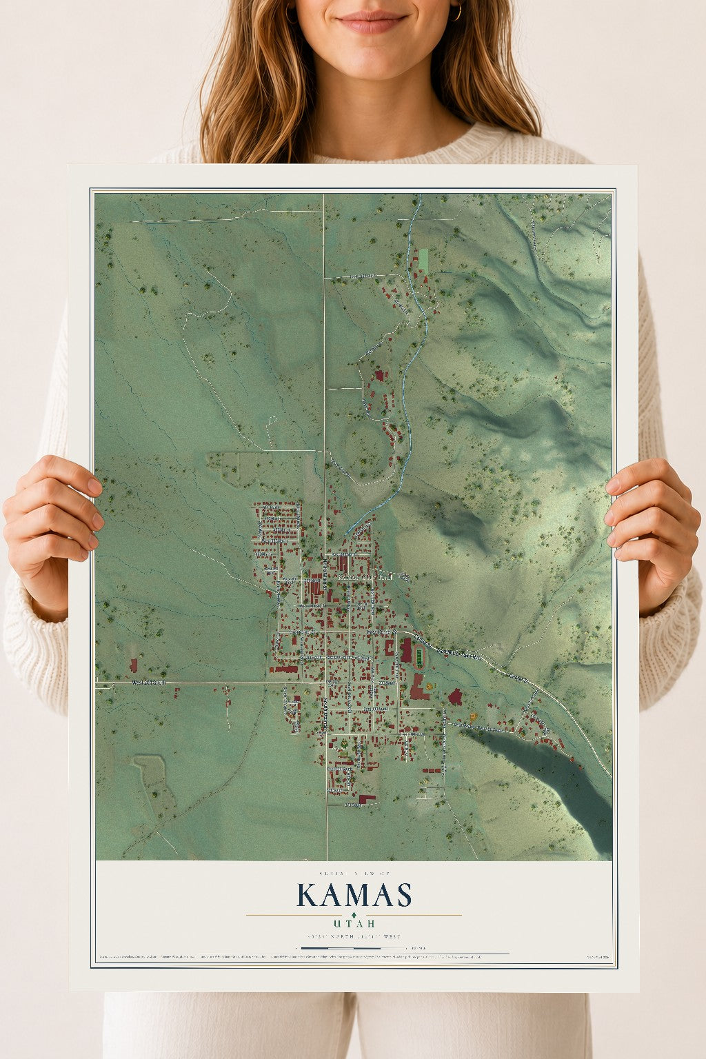 Map of Kamas, Utah, 18 x 24 inch unframed archival matte print