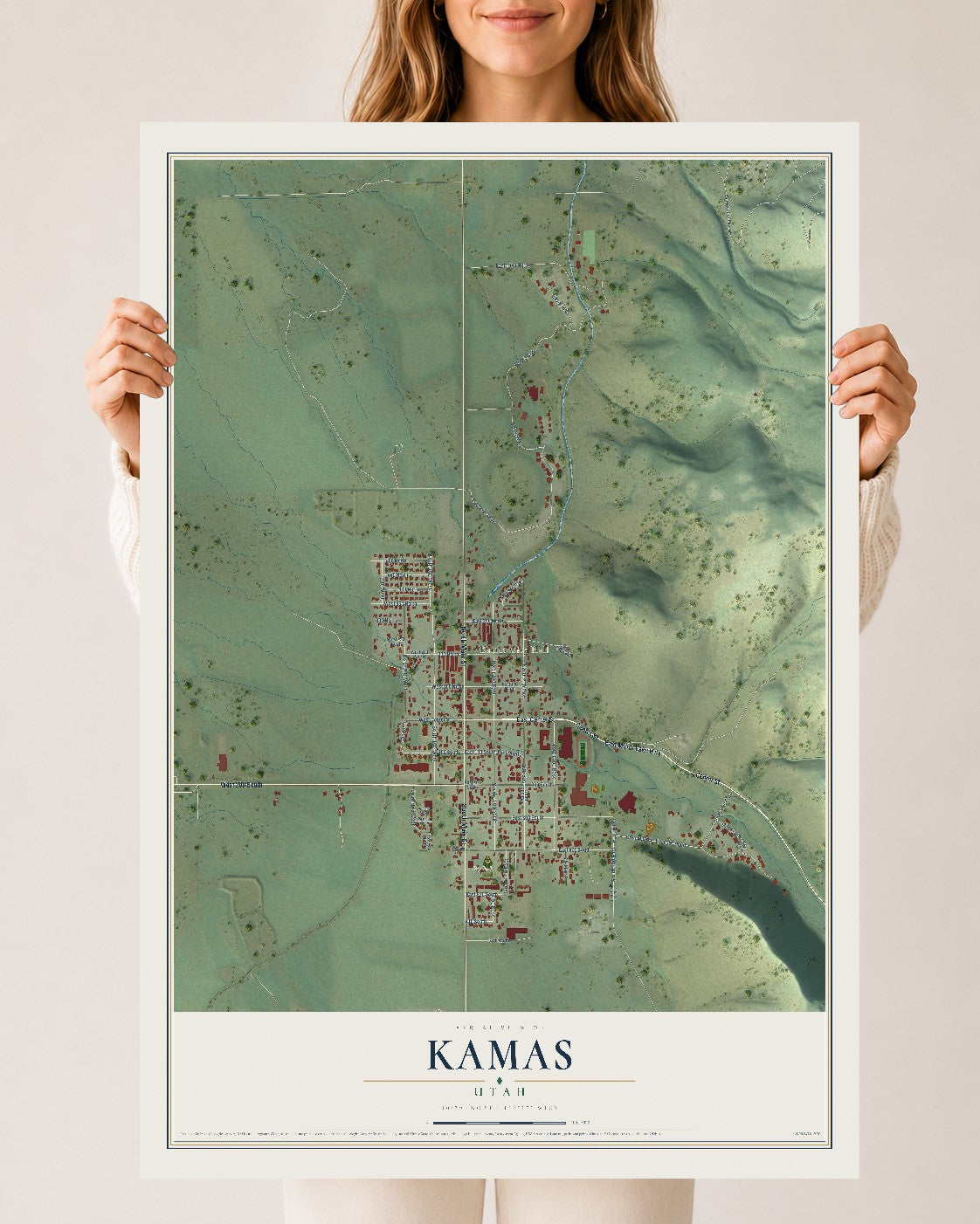 Map of Kamas, Utah, 24 x 36 inch unframed archival matte print