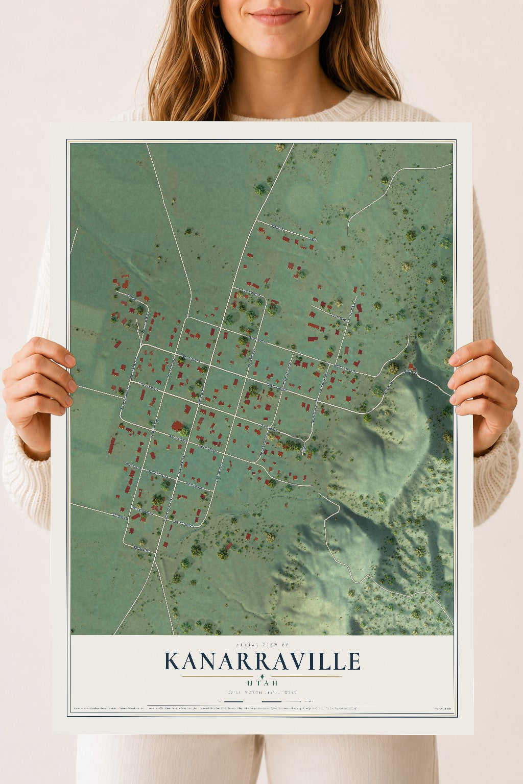 Map of Kanarraville, Utah, 18 x 24 inch unframed archival matte print