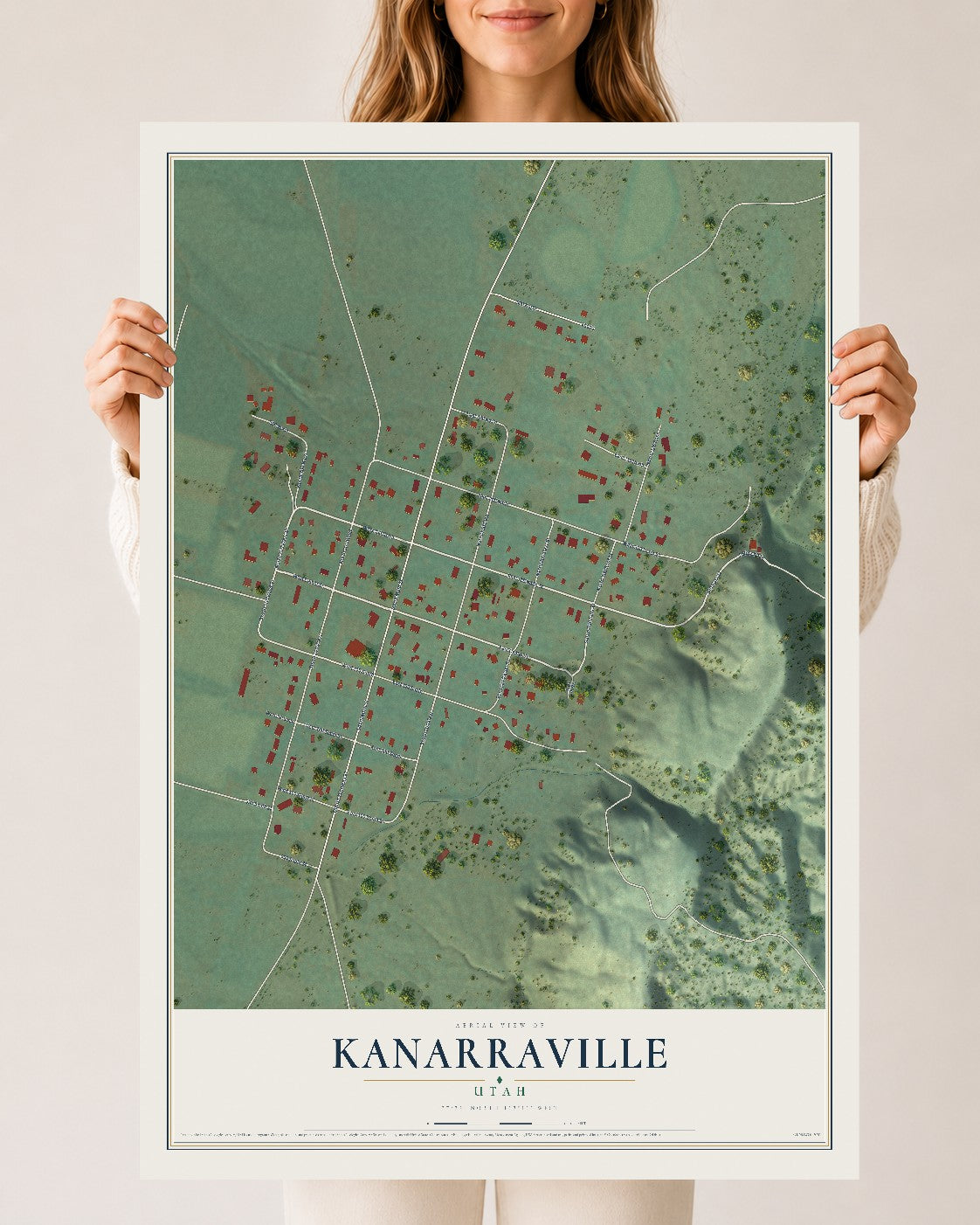 Map of Kanarraville, Utah, 24 x 36 inch unframed archival matte print