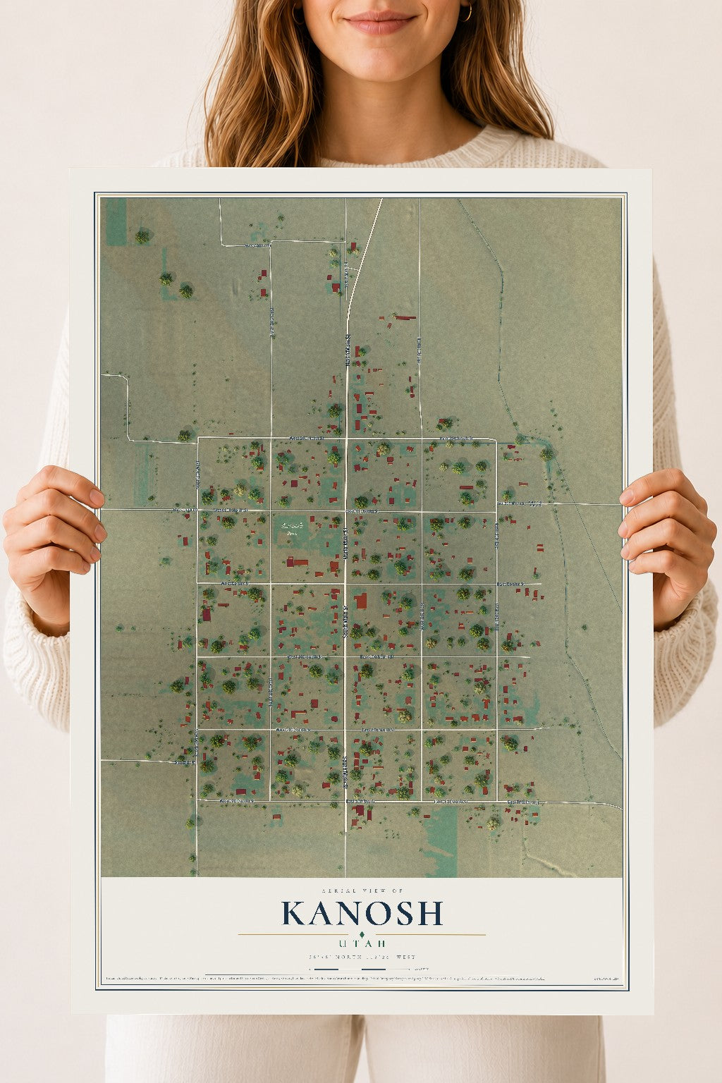 Map of Kanosh, Utah, 18 x 24 inch unframed archival matte print