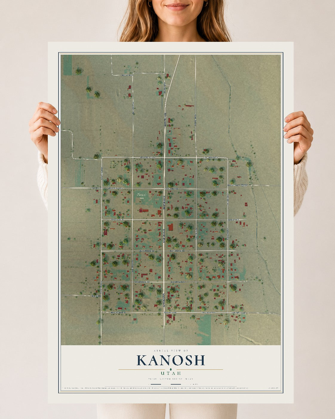 Map of Kanosh, Utah, 24 x 36 inch unframed archival matte print
