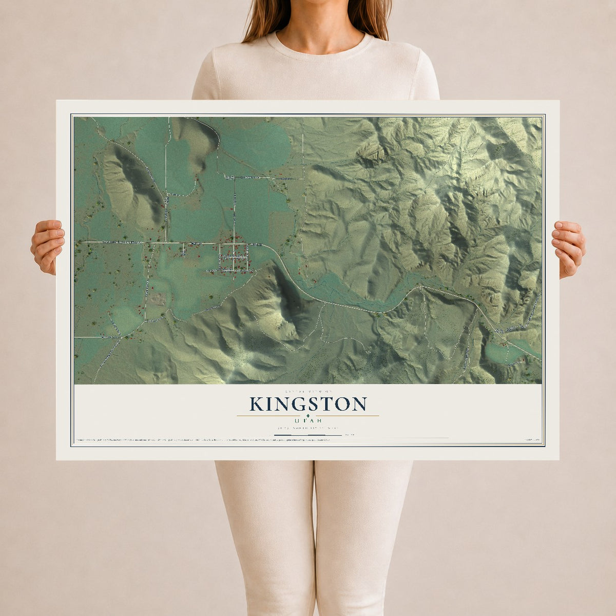 Map of Kingston, Utah, 24 x 36 inch unframed archival matte print