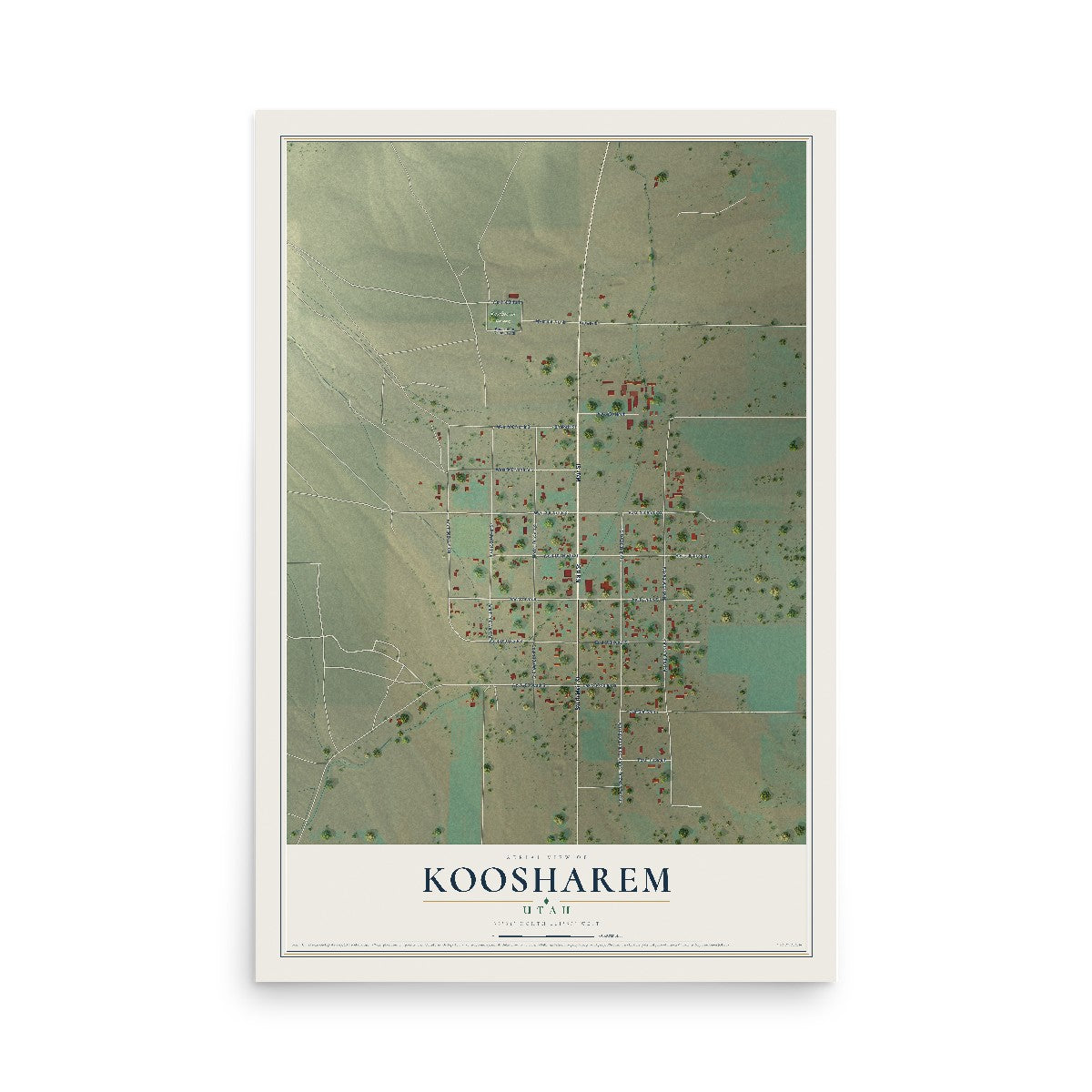 Map of Koosharem, Utah, 12 x 18 inch unframed archival matte print