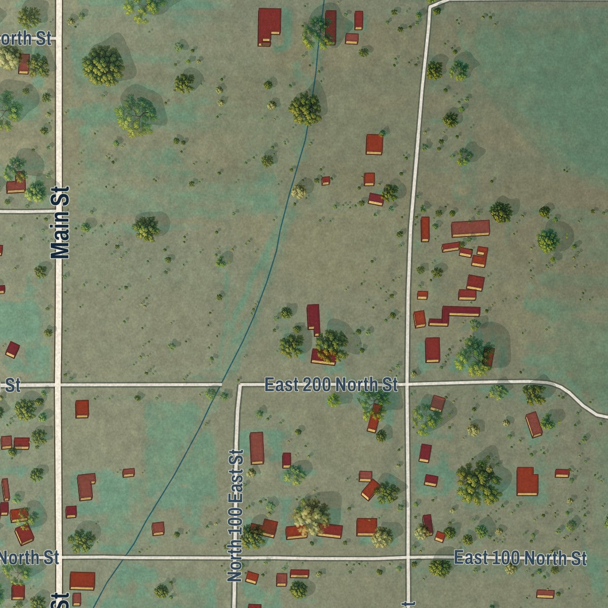 Second close-up of the map of Koosharem, Utah print showing more streets and buildings
