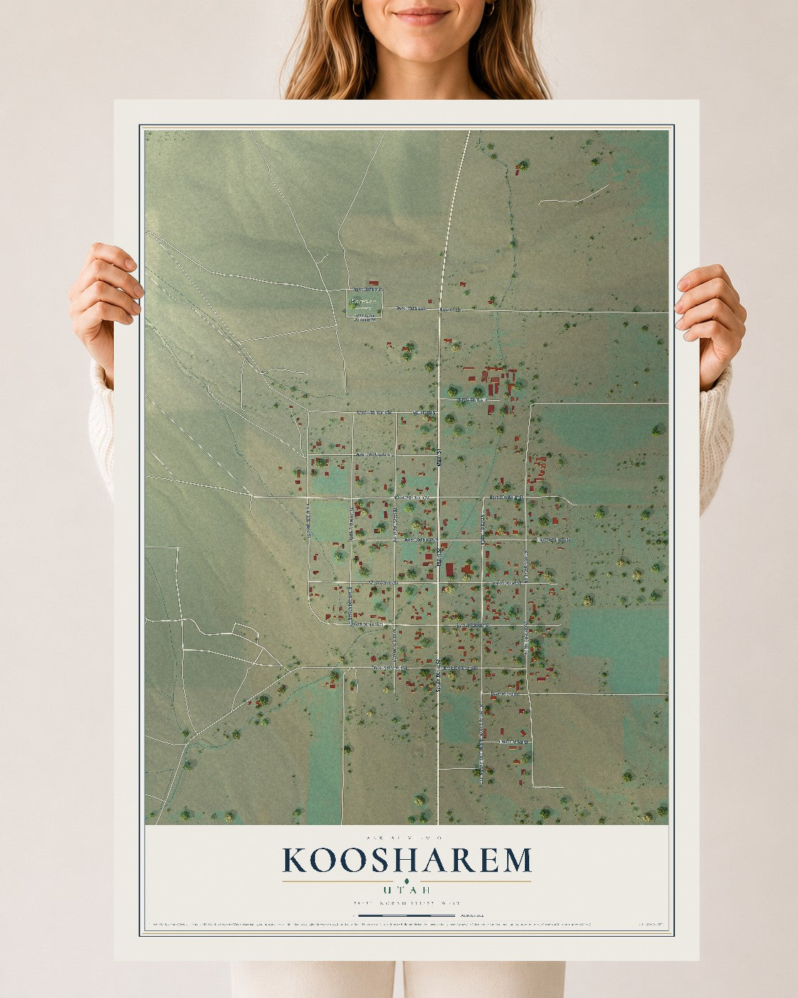 Map of Koosharem, Utah, 24 x 36 inch unframed archival matte print