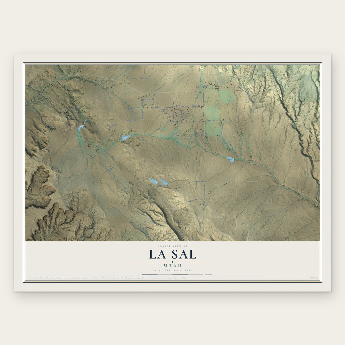 La Sal, Utah map print, the full design