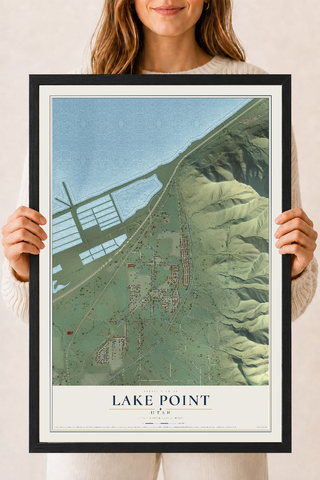 Map of Lake Point, Utah, 18 x 24 inch print in a black wood frame