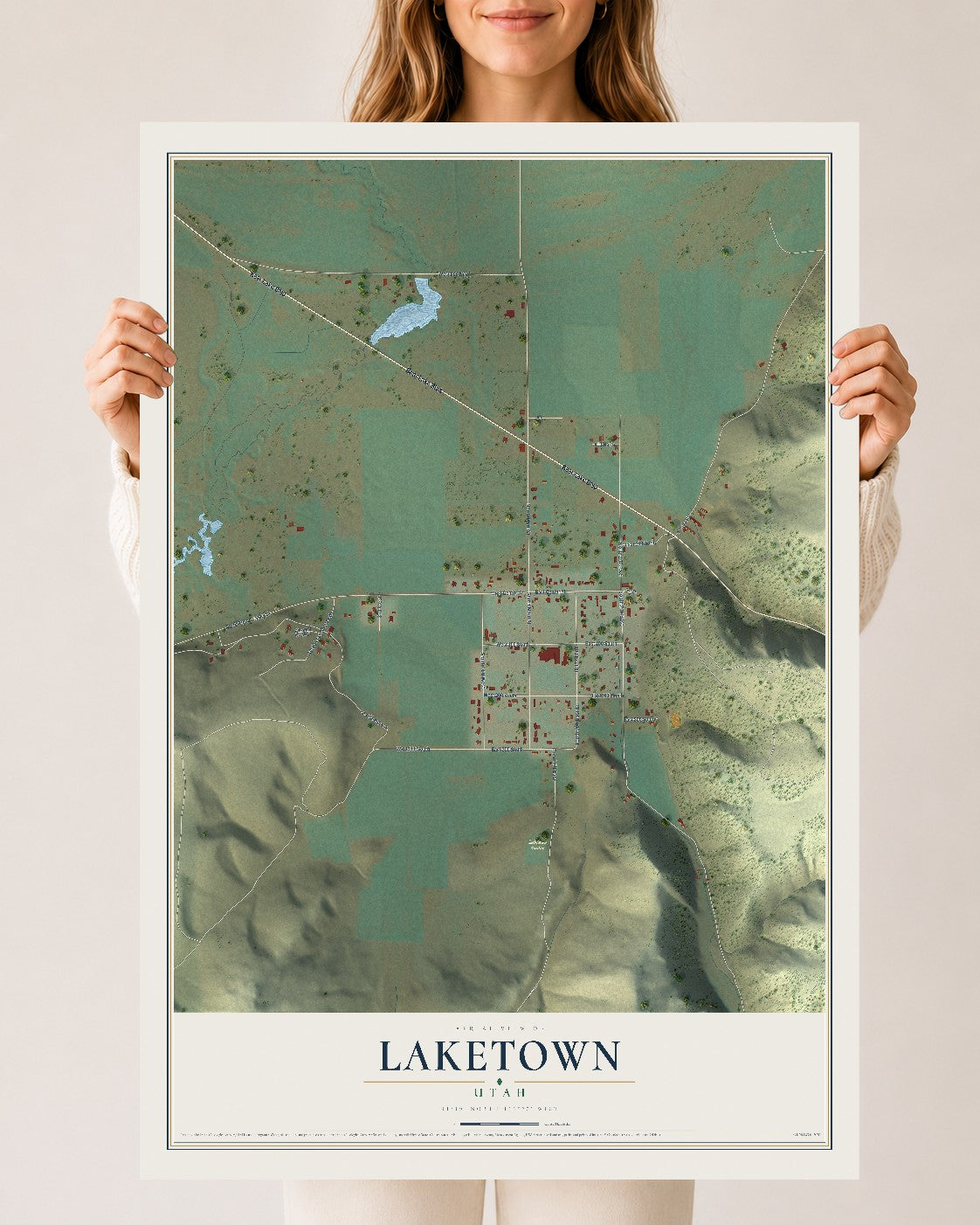 Map of Laketown, Utah, 24 x 36 inch unframed archival matte print