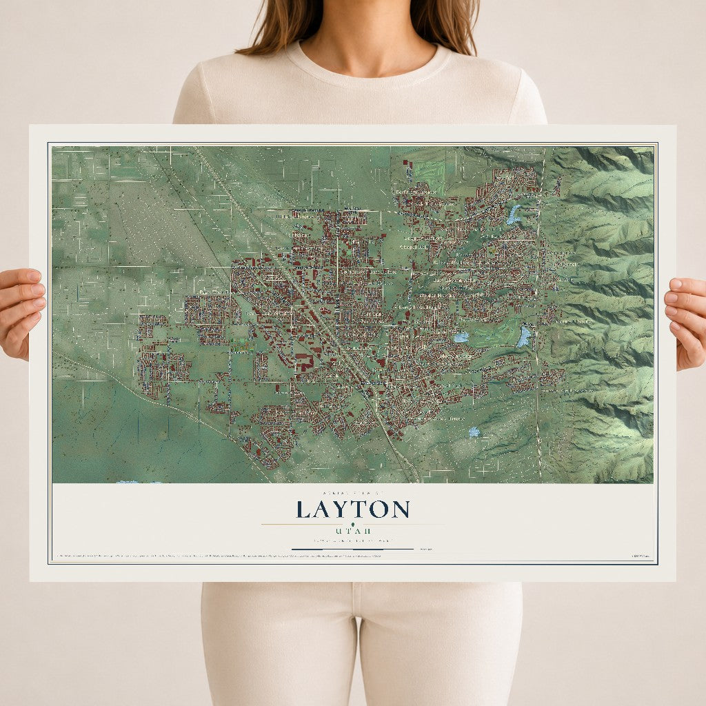 Map of Layton, Utah, 18 x 24 inch unframed archival matte print