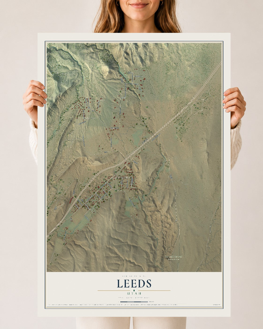 Map of Leeds, Utah, 24 x 36 inch unframed archival matte print