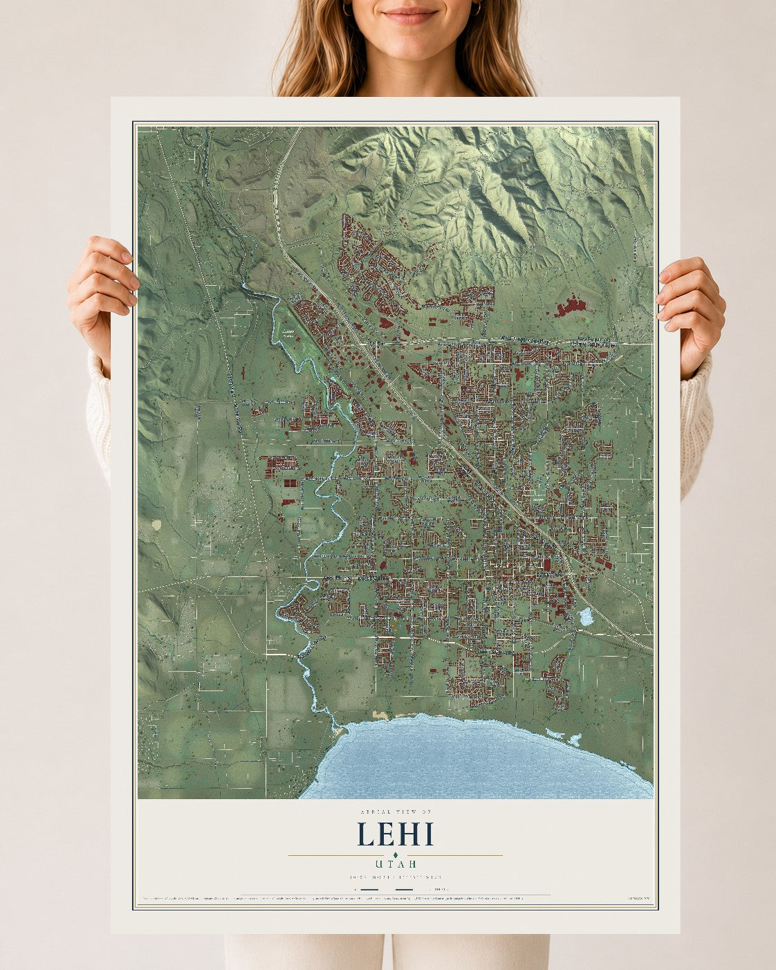 Map of Lehi, Utah, 24 x 36 inch unframed archival matte print