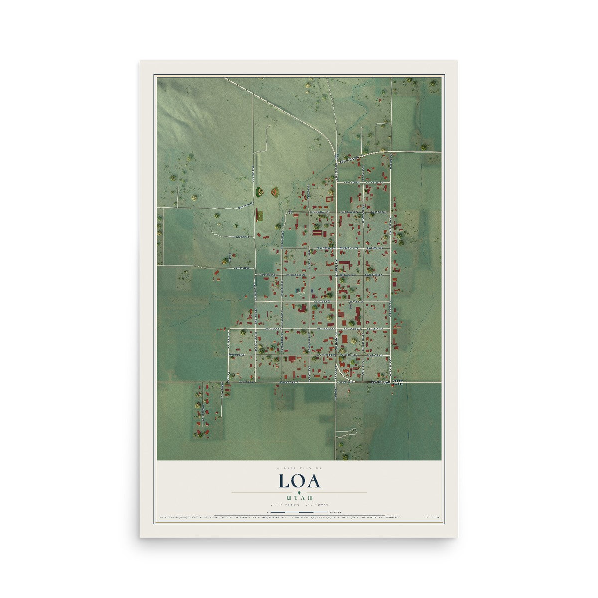 Map of Loa, Utah, 12 x 18 inch unframed archival matte print