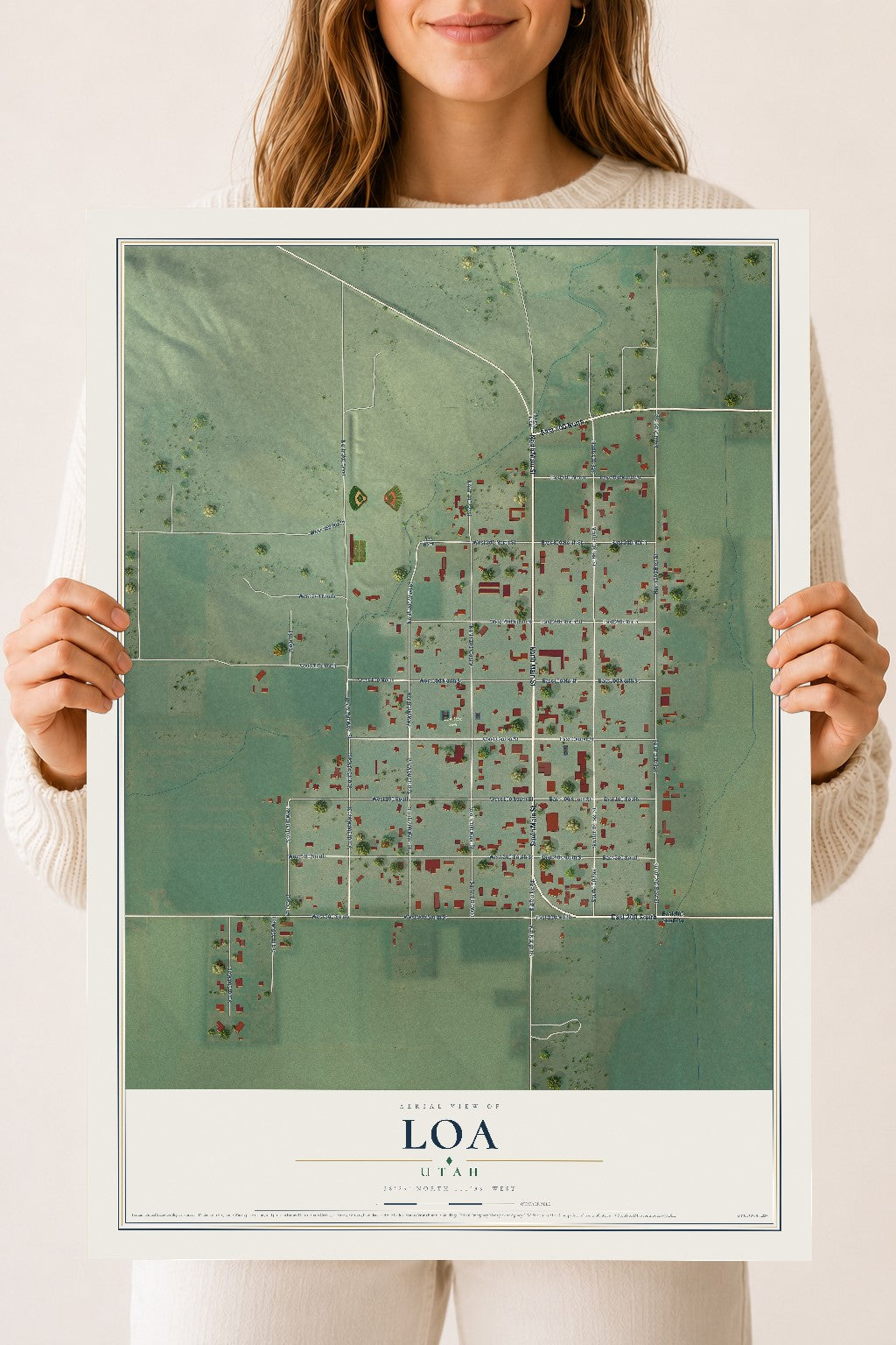 Map of Loa, Utah, 18 x 24 inch unframed archival matte print