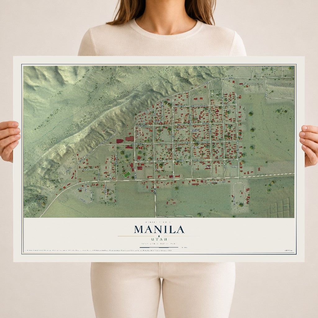 Map of Manila, Utah, 18 x 24 inch unframed archival matte print