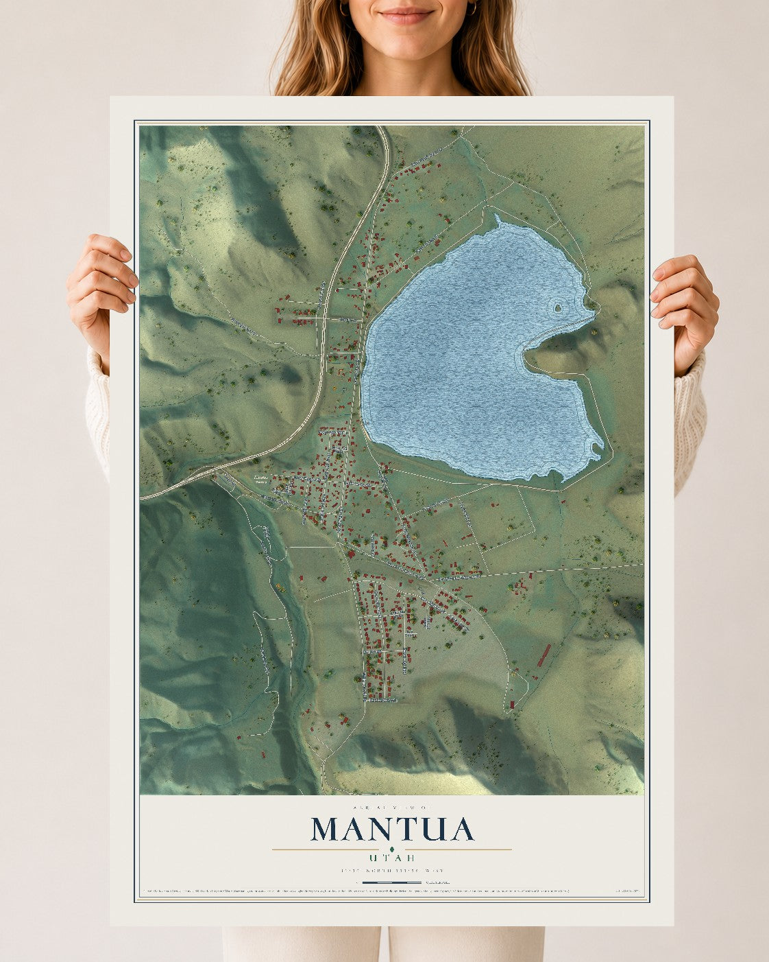 Map of Mantua, Utah, 24 x 36 inch unframed archival matte print