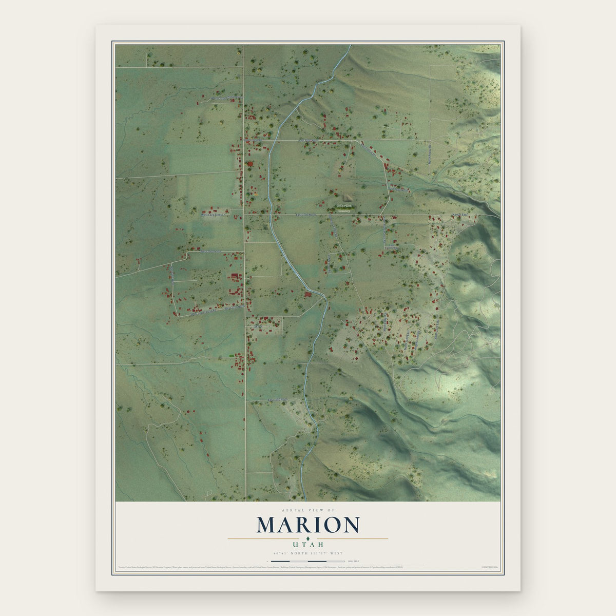 Marion, Utah map print, the full design