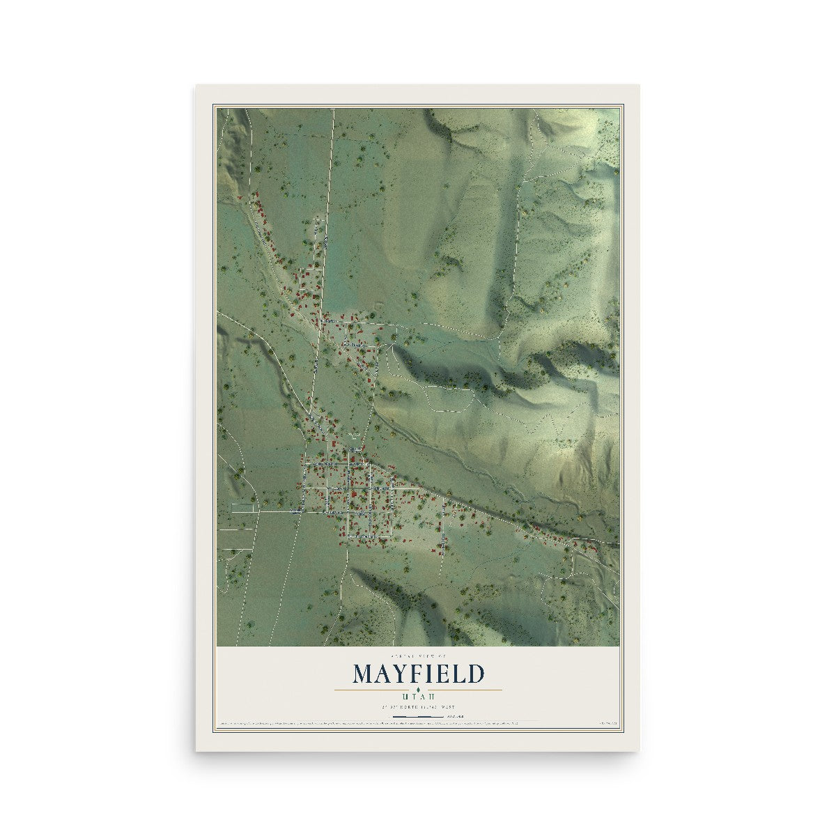 Map of Mayfield, Utah, 12 x 18 inch unframed archival matte print