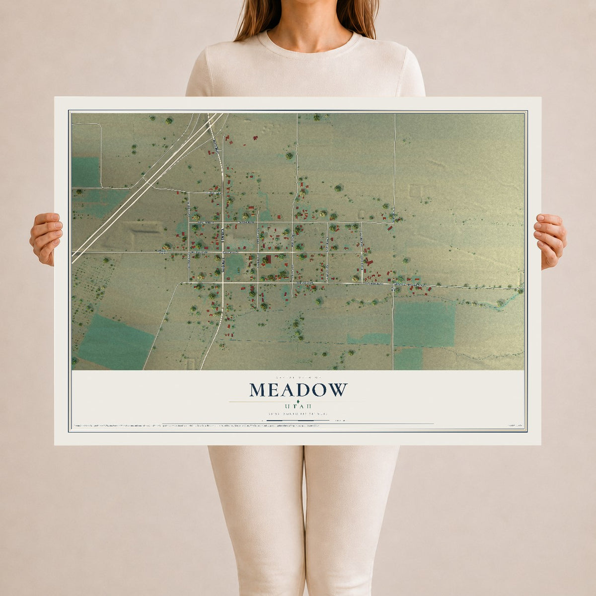 Map of Meadow, Utah, 24 x 36 inch unframed archival matte print