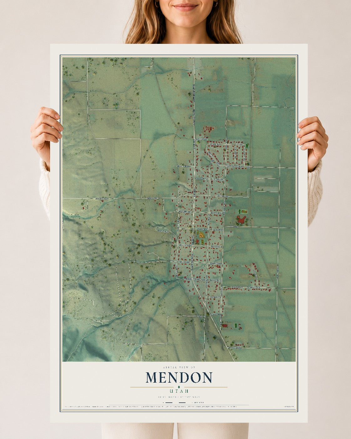 Map of Mendon, Utah, 24 x 36 inch unframed archival matte print