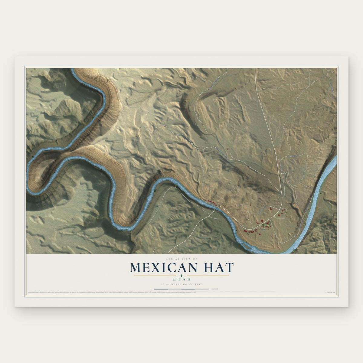 Mexican Hat, Utah map print, the full design