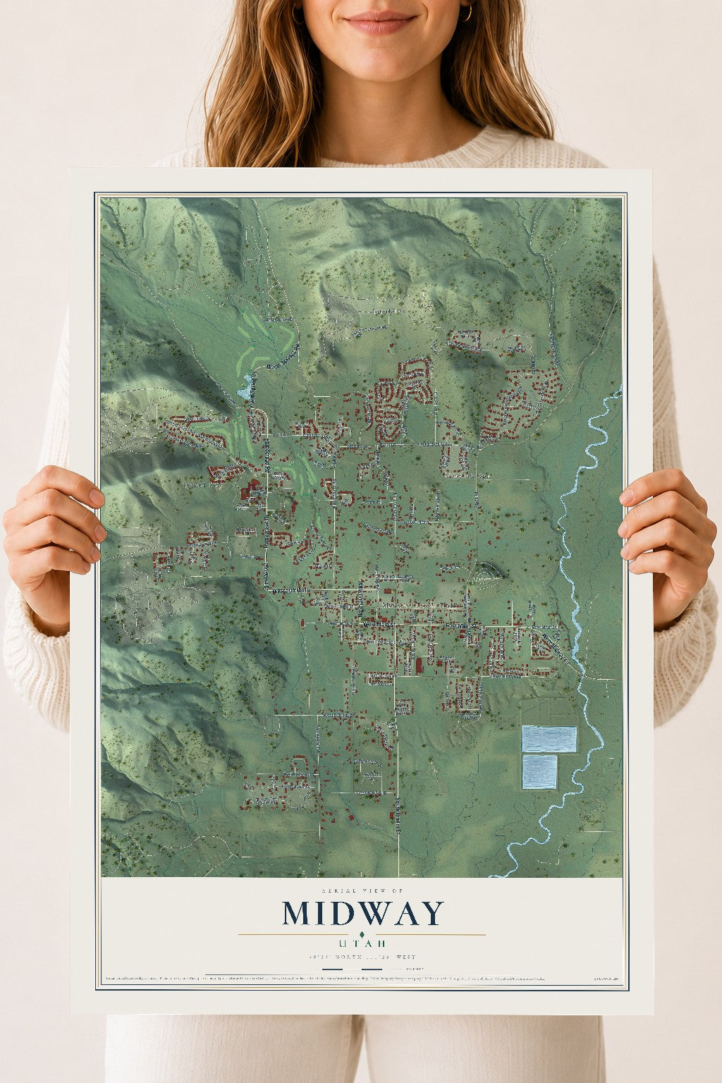 Map of Midway, Utah, 18 x 24 inch unframed archival matte print