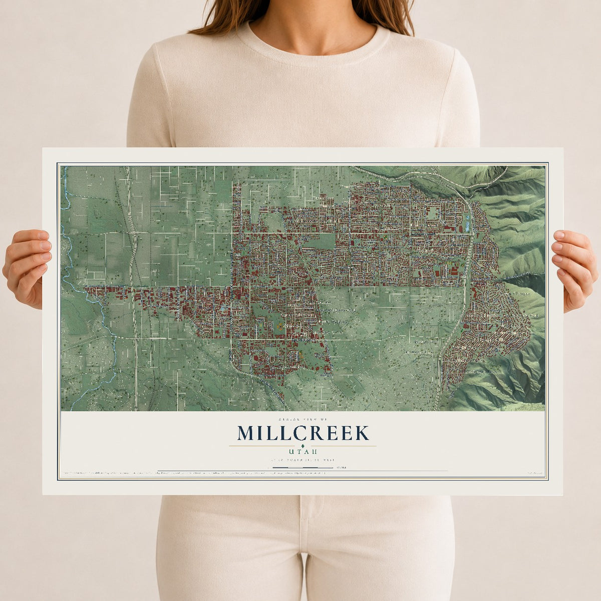Map of Millcreek, Utah, 12 x 18 inch unframed archival matte print