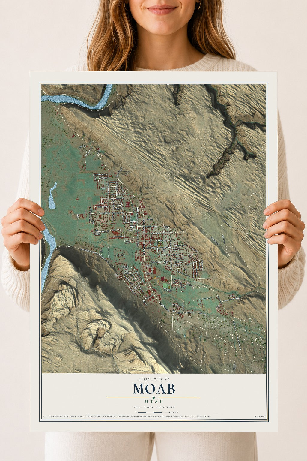 Map of Moab, Utah, 18 x 24 inch unframed archival matte print