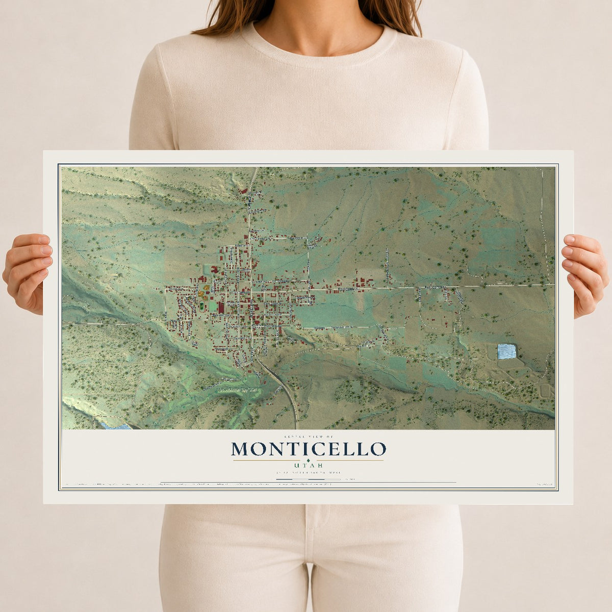 Map of Monticello, Utah, 12 x 18 inch unframed archival matte print