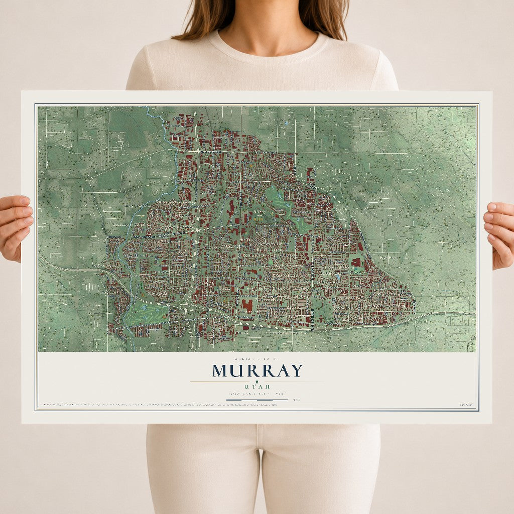 Map of Murray, Utah, 18 x 24 inch unframed archival matte print