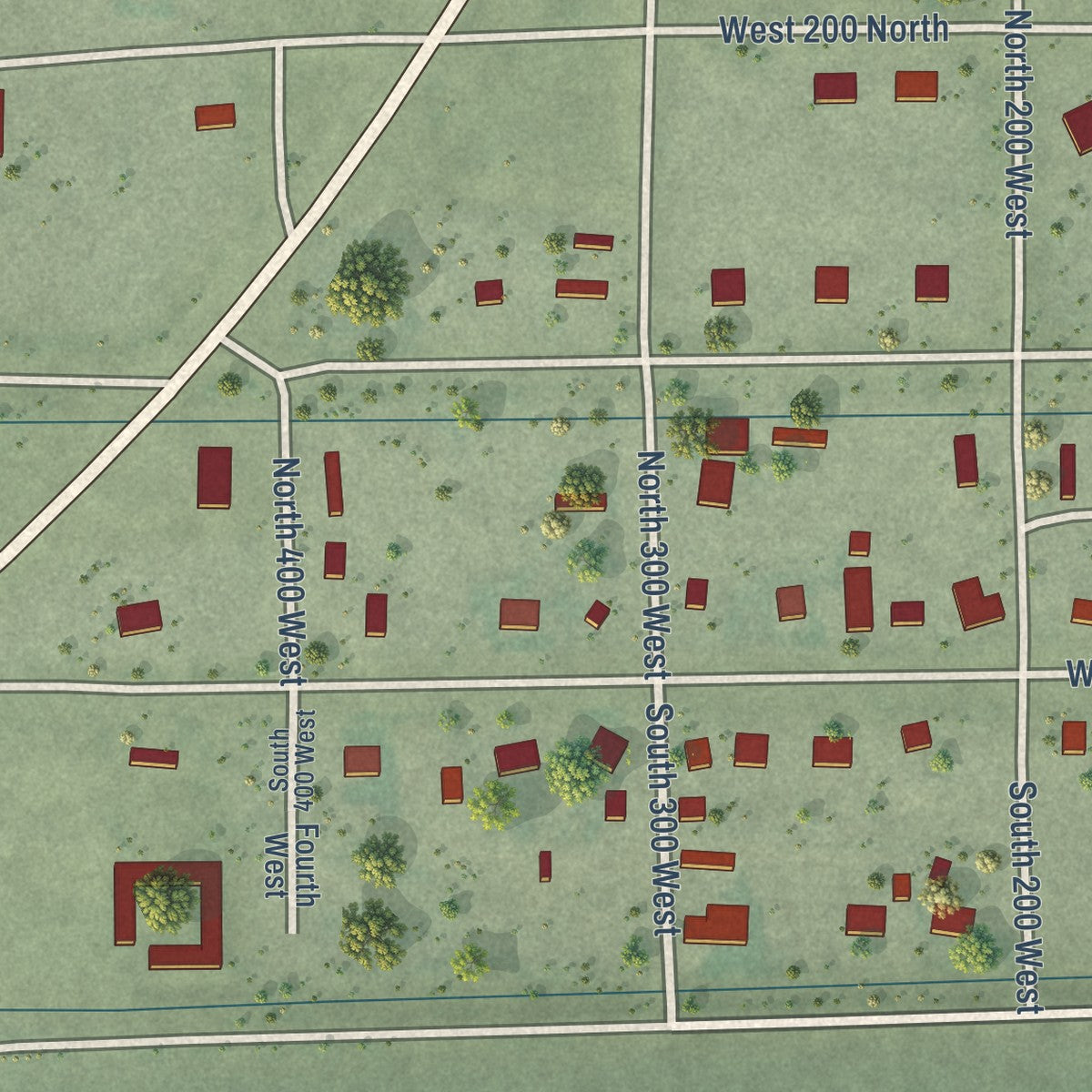 Second close-up of the map of Myton, Utah print showing more streets and buildings
