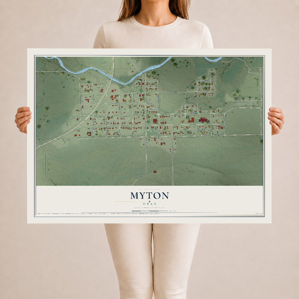Map of Myton, Utah, 24 x 36 inch unframed archival matte print