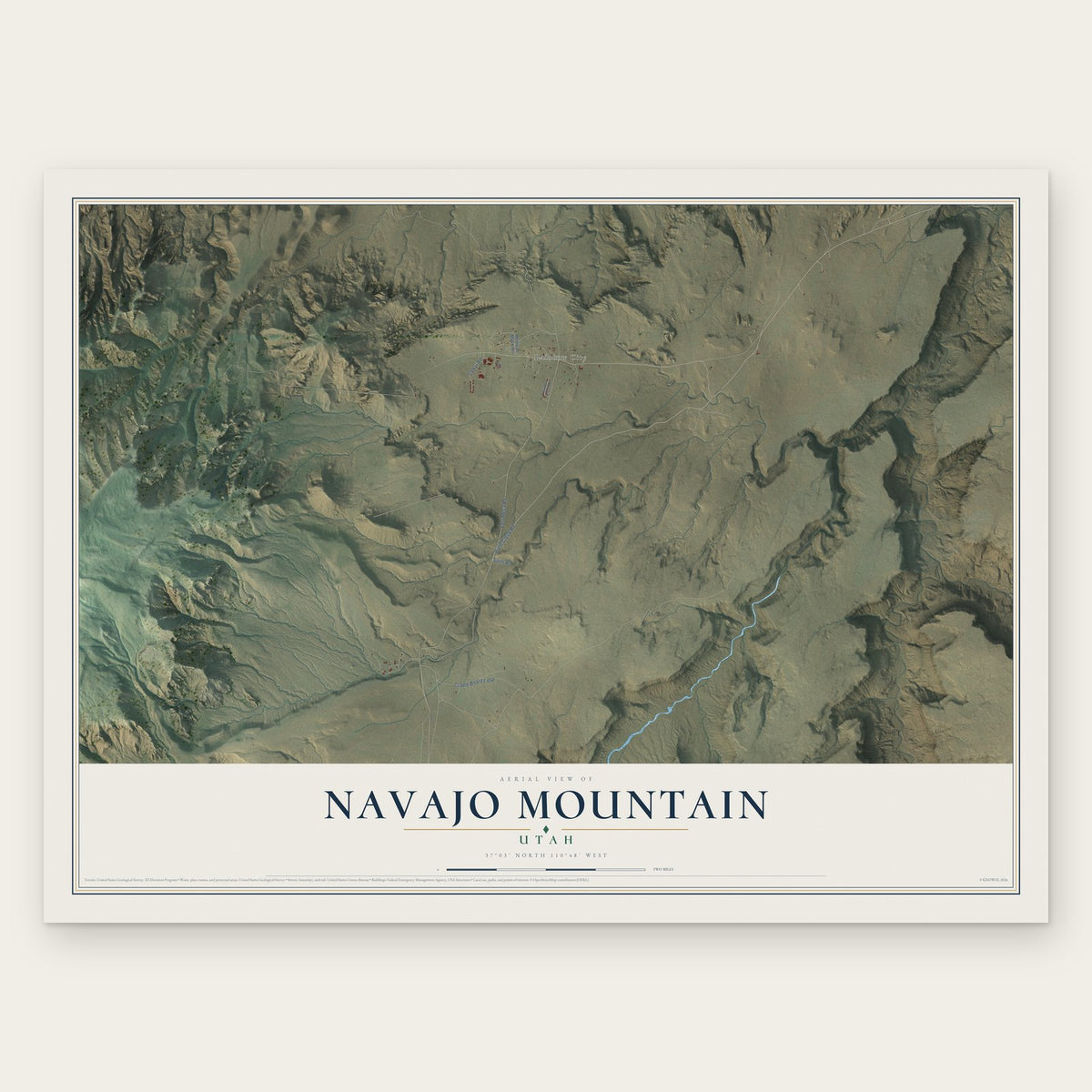 Navajo Mountain, Utah map print, the full design