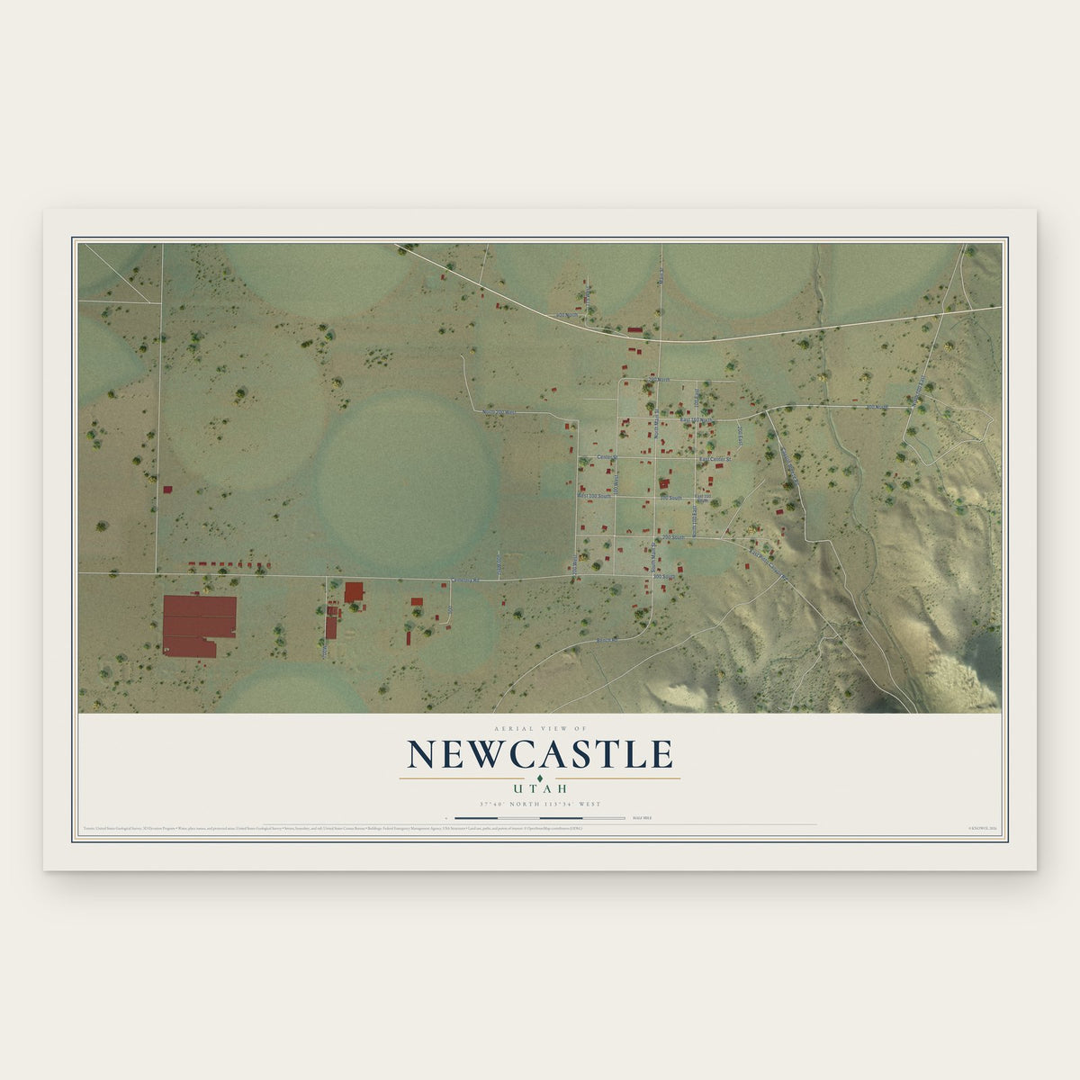 Newcastle, Utah map print, the full design