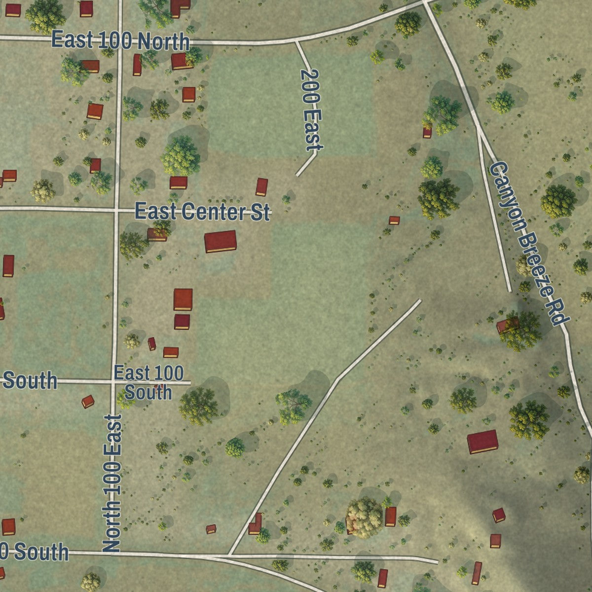 Close-up of the map of Newcastle, Utah print showing street and building detail